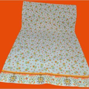 Floral Vintage Cotton Pillowcases Orange & Green Small Flower Print With Decorat